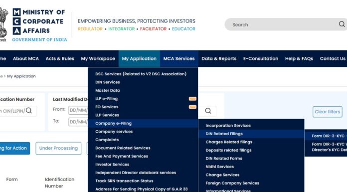 DIR 3 KYC (DIRECTOR KYC) go to DIR 3 KYC